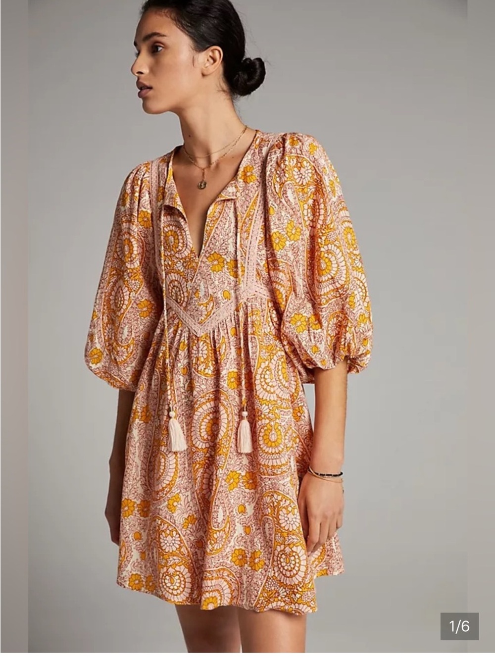 Anthropologie Agathe Lace Pink Paisley Boho Dress 1X